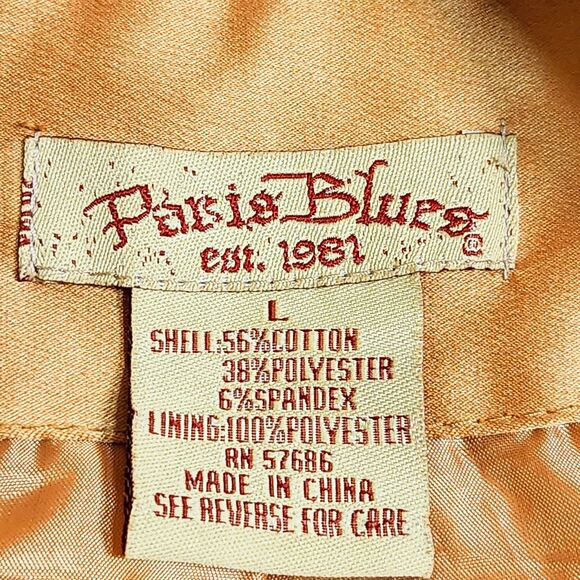 Paris Blues Copper Metallic Shimmer Cropped Jacket 3/4 Sleeve Button Front Large - Picture 6 of 12